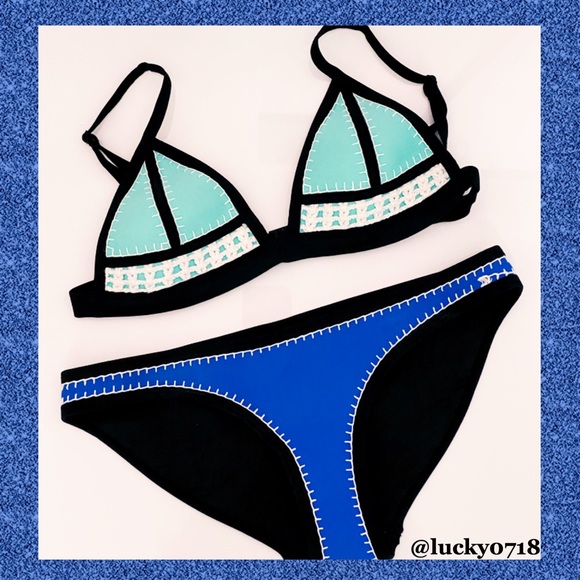 Triangl NWOT Dancing in the Wind Blue Set XS - Picture 2 of 6